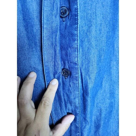 Martha Stewart Women Blue Chambray Button Down 3/4 Sleeves Blouse size Large - Picture 5 of 7